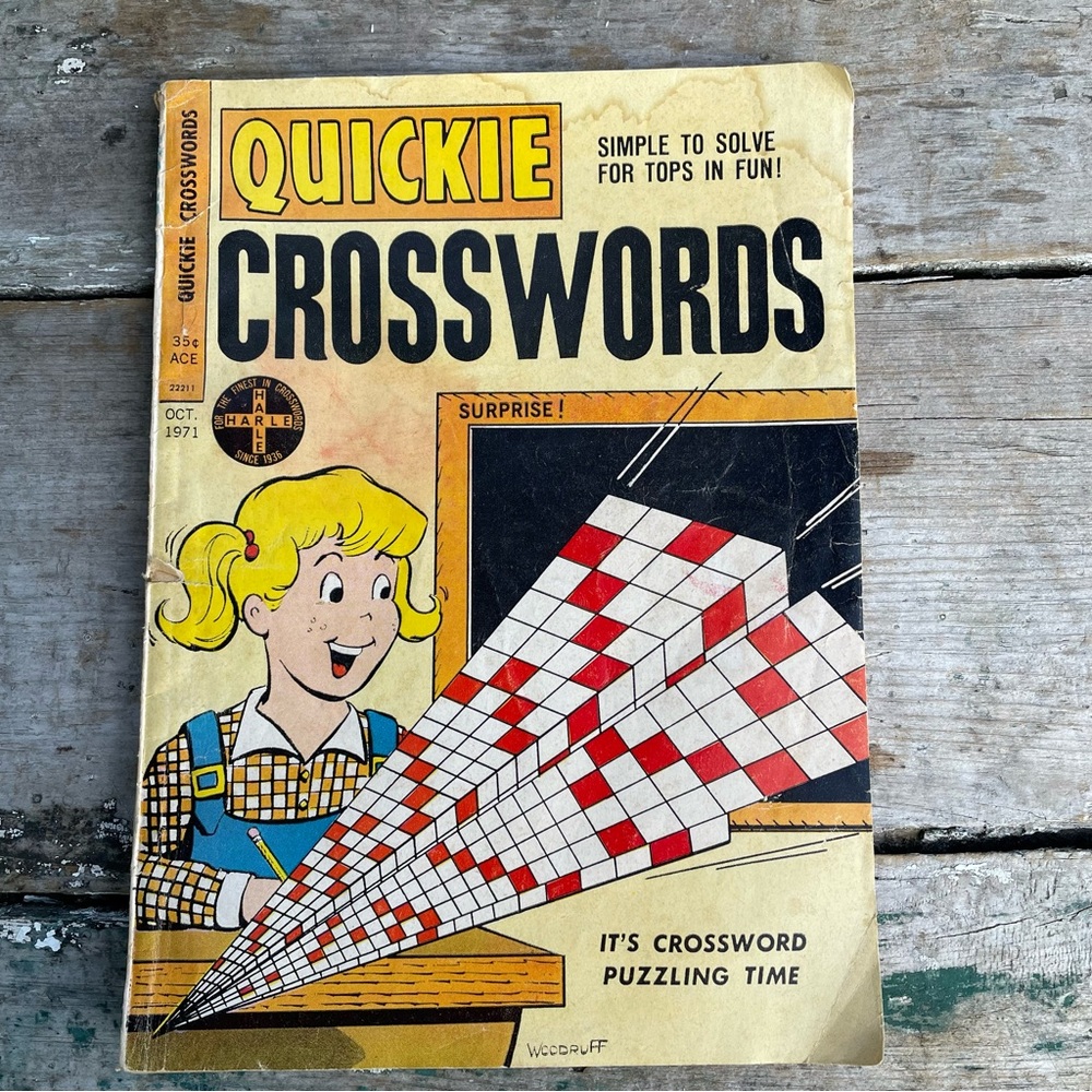 Vintage 1971 Quickie Crosswords paperback puzzle word game book